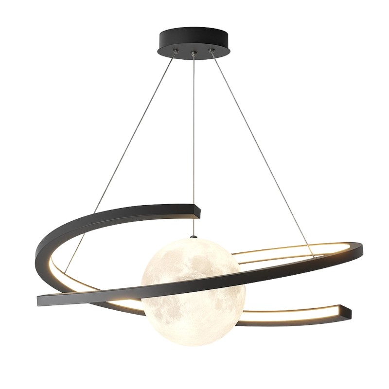 lampa wisząca w nowoczesnym stylu z imitacją kuli księżyca