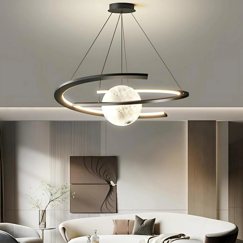 lampa wisząca nowoczesna czarna spirala nad stół