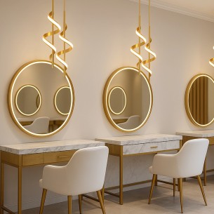 Złota lampa wisząca led w nowoczesnym stylu spirale