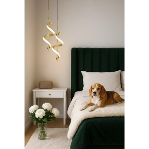 lampa wisząca złota led w stylu glamour długa