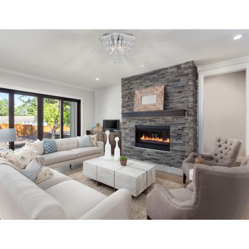 lampa sufitowa kryształowa w kolorze chrom