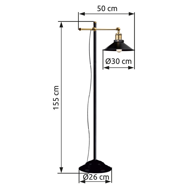 Loftowa lampa stojąca podłogowa złota czarna