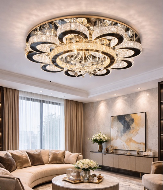 żyrandol LED do salonu z funkcją ściemniania