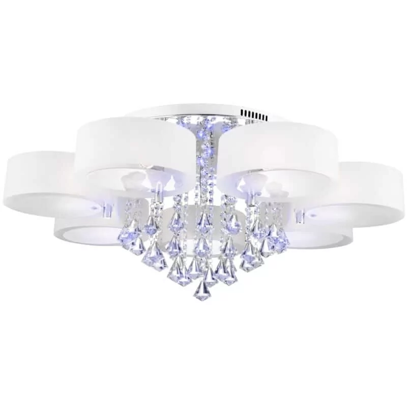 Lampa sufitowa biała z ringami i kryształami